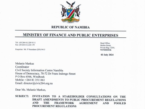 CANCELLED - Ministry of Finance & Public Enterprises PPU - INVITATION to a Stakeholders Consultation on the Draft Amendments to Public Procurement Regulations and the Framework Agreement and Pooled Procurement Regulation - 17 July